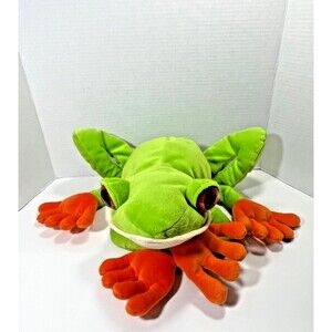Vintage K & M INTERNATIONAL Green Tree Frog Big Eyes Plush/Stuffed Animal